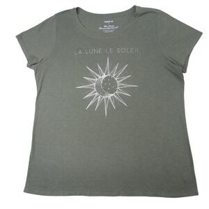 Torrid La Lune Le Soleil Sun Moon Graphic T Shirt Olive Green Size 3